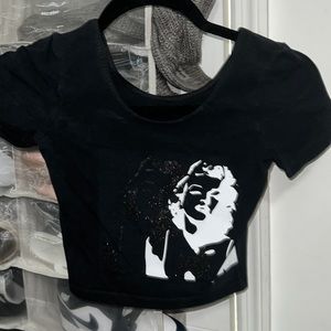 Marlyn Monroe double face glitter crop top